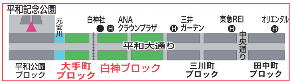 フラワーフェスティバル屋台の場所
